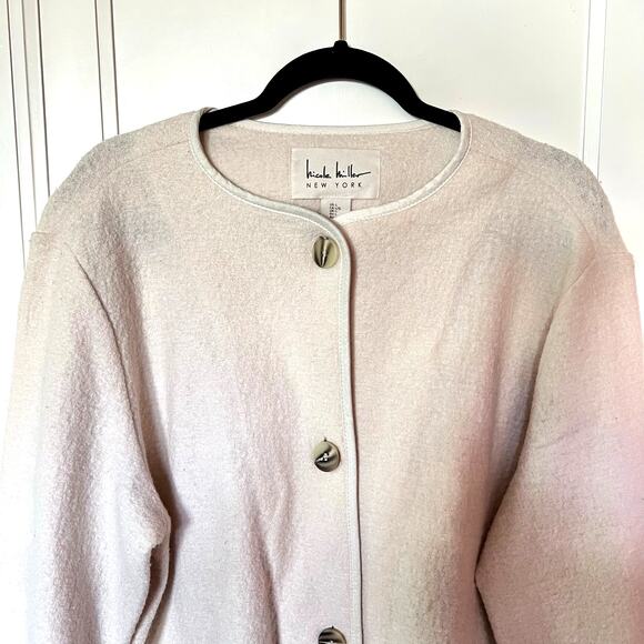 Nicole Miller Ivory Boucle Boiled Wool Jacket SZ L - Picture 3 of 5